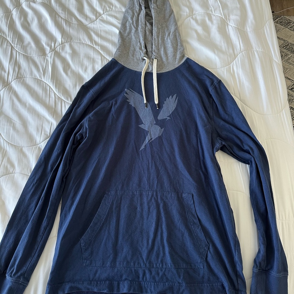 Men’s American Eagle Outfitters Navy and Gray Hoodie with Bird Graphic